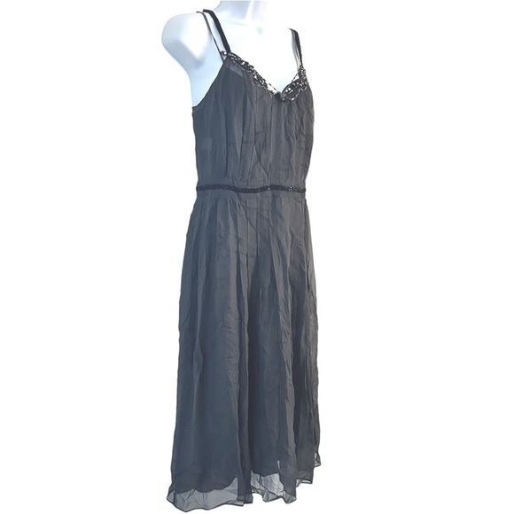 Y2K Silk Midi Beaded Sheath Slip Dress Fairy Grunge SZ 6 NWT Muse Boston Proper - Picture 2 of 11
